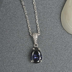 CLARA Colgante de Plata de Ley 925 con Forma de Lágrima Azul Real, Bañado en Rodio con Circonita Suiza, Regalo para Mujeres y Niñas - Product Image 2
