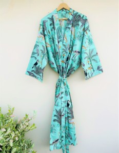 Floral Print Robes Beautiful Bridal Kimono Indian 100% Soft Hand Block Cotton Printed Organic Kimono Swim Wear Cotton Kimono - Product Image 2