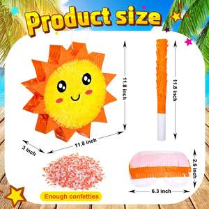 Petite Pinata <span class=keywords><strong>Soleil</strong></span> avec Bâton <span class=keywords><strong>Bandeau</strong></span> Confettis Décoration Pinata D'été Souriant <span class=keywords><strong>Soleil</strong></span> Pinata pour Enfants Fête D'anniversaire Fournitures - Product Image 2