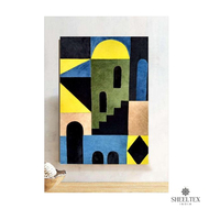 Arte Mural de Cuero Pintado a Mano con Paisajes Modernos, Marco Ecológico, Decoración Artística Hecha a Mano de Alta Calidad