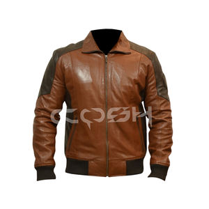 Veste en cuir véritable marron pour homme de style vintage pour moto/usage décontracté |   Veste d'aviateur d'hiver en gros - Product Image 1