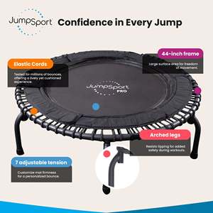 Trampolino Fitness Indoor JumpSport 570 PRO da 44 Pollici, Durevole e Leggero, con Telaio in Acciaio e PVC, Pieghevole e Sicuro per Ragazzi e Ragazze, per Sport - Product Image 2