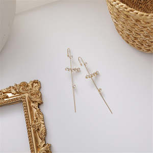 14k Gold Plated Pull-Through Climber Crawler <strong>Earring</strong> <strong>with</strong> Crystals Luxury Crystal Jewelry - Product Image 5