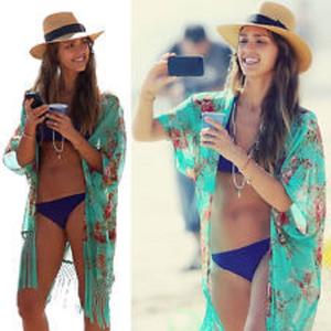 เสื้อคาร์ดิแกนชายหาดเปิดด้านหน้าสำหรับผู้หญิงชุดชายหาด3X-4X ผ้าชีฟองสีพื้นชุดกิโมโนปัดฝุ่นแบบยั่งยืนป้องกันไฟฟ้าสถิตย์ขนาดใหญ่พิเศษสำหรับฤดูร้อน - Product Image 3