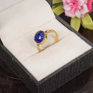 Anillo de declaración hecho a mano de Plata de Ley 92,5, piedra preciosa de lapislázuli Natural, chapado en rodio de platino, estilo de moda fina - Product Image 3