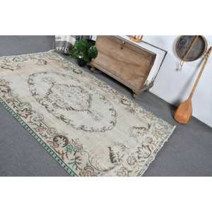 Tapis Vintage Turc Style Classique Beige 5 'X 8' Laine Latex Patchwork Rectangle Couloir Design Tapis de Chambre Tabriz - Product Image 4