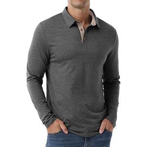 Camiseta con cuello levantado para hombre, camisa abotonada, Polos, Camisetas cómodas de manga larga para hombre, subidas por Dress Sports - Product Image 5