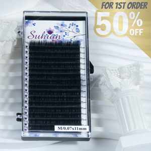 50% de descuento, venta al por mayor, negro mate oscuro profundo M 0,07, volumen de Cachemira, bandeja de extensión de pestañas, Etiqueta Privada, extensión de pestañas individuales - Product Image 2