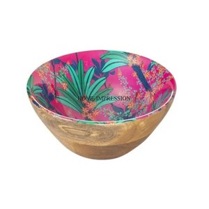 Wholesale Bulk Selling Mango Wood Round Shape <b>Bowl</b> With Unique Beautiful Design <b>Enameled</b> Inside Table Centerpiece & Decoration - Product Image 1