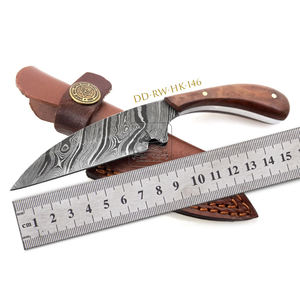 Exotic Rosewood Handmade Pocket Hunting Knife DD-RW-HK-144 192 Layers Damascus Steel with Stainless Leather Sheath OEM Product - Product Image 3
