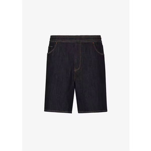 Shorts Bermuda en Denim Bleu Foncé pour Homme, Taille Mi-Haute, Fermeture Élastique, Style Décontracté avec Poches, Tissu 100% Coton Toile - Product Image 6