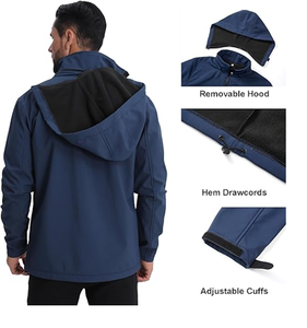 Veste Softshell à Capuche pour Homme Imperméable Doublée en Polaire Veste de Pluie Légère Coupe-Vent Manteau d'Hiver Randonnée en Plein Air - Product Image 2
