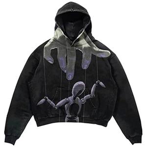 Y2k Vintage Fashion Skull Print Zip up Hoodies Autumn Winter New Hip Hop Long Sleeve Coats Loose Hooded Sweatshirt Women - Product Image 3