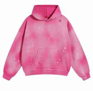 Ropa de calle de alta calidad Sudadera con capucha Bolsillos desgastados Color en blanco Vintage Pullover Lavado ácido Oversize con capucha - Product Image 1