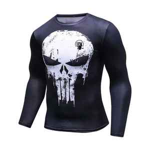 เสื้อรัดกล้ามเนื้อสำหรับออกกำลังกายผู้ชาย - ระบายอากาศได้ดี แห้งเร็ว เป็นมิตรกับสิ่งแวดล้อม แขนยาว พิมพ์ลายด้วยเทคนิคฮีททรานเฟอร์ ผลิตจากโพลีเอสเตอร์ผสมคอตตอน - Product Image 1