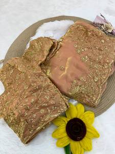Designer Beautiful Thread And Sequence Work Space <b>Satin</b> <b>Saree</b> With Embroidery Work Fully Stitched Blouse - Product Image 2