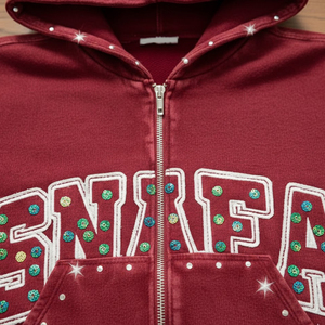 Wholesale Tracksuit Best Price Rhinestone Custom Logo Fleece Track Suit Adjustable Price Men Rhinestone Tracksuits - Product Image 6