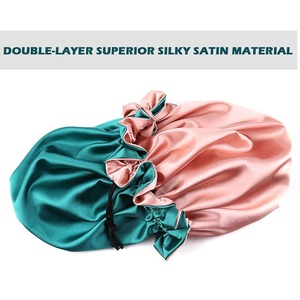 Prix de gros Bonnet à cheveux double face à large bande Turban doux Chapeaux Taille supplémentaire Bonnet de nuit Bonnets en satin pour femmes - Product Image 5