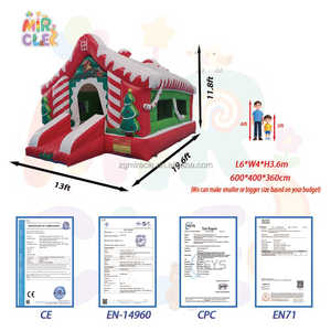 Château Gonflable Thème Noël Commercial avec Parcours Obstacles, Bouncy Castle Heavy-Duty pour <span class=keywords><strong>Location</strong></span> Fêtes - Product Image 5