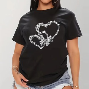 Camisetas Transpirables OEM para Mujer, Camiseta con Pedrería, Camiseta con Pedrería Más Vendida para Mujer, Precio Razonable, Pedrería para Damas - Product Image 4