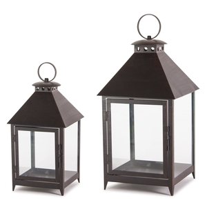 Juego de 2 portavelas Melrose Mission Lantern de hierro y vidrio para decoraciones navideñas y de boda Precio barato en la India - Product Image 2
