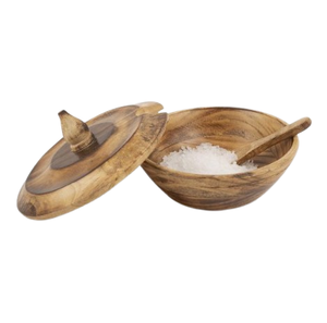 Juego de Azucareros de madera de Color marrón de gran venta con cuchara Juego de cuencos de sal y pimienta de madera de acacia - Product Image 6