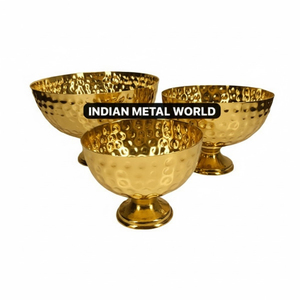 Juego de Tazones de Servir de Acero Inoxidable Martillado Dorado de Diseño de Lujo para Eventos de Buffet y Decoración del Hogar a Bajo Precio - Product Image 1