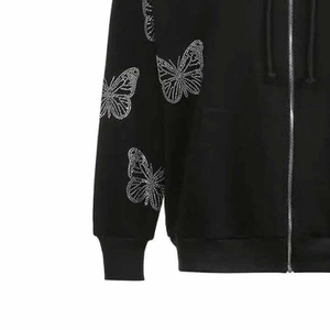 Sudaderas con capucha bordadas personalizadas más vendidas con cordón de mariposa ajustable Cremallera completa Nueva llegada de EE. UU. para el invierno - Product Image 4