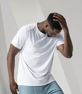 T-shirt personnalisé pour homme à manches courtes, col rond, respirant, séchage rapide, en maille jacquard, couleur unie, avec bordure contrastante, en tissu tricoté de haute qualité - Product Image 4