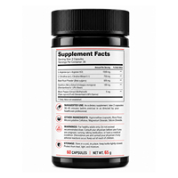 Booster d'oxyde nitrique personnalisé avec logo, formule à action rapide avec L-Arginine, augmente les niveaux d'oxyde nitrique, maximise les pompes musculaires, 60 gélules