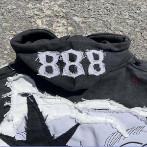 Sudadera con Capucha Extra Grande para Hombre, Gruesa, de 500 GSM, Corte Regular, Capucha Bordada, Cierre Personalizado, Lavado a la Piedra, Algodón - Product Image 3