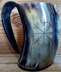 Tasse en corne de buffle durable Artisanat poli pour la décoration de la maison Chope Tasse en corne à boire médiévale - Product Image 2