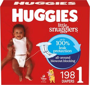 Pañales Desechables de Alta Calidad Hug-gies Little Snugglers Talla 1 (8-14 Libras) 198 Unidades (6 Paquetes) Embalaje Puede Variar - Product Image 1