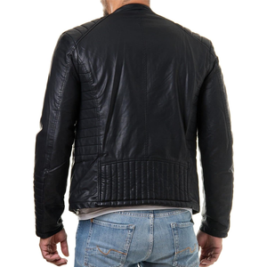 Nouveau Style hommes irrégulière fermeture éclair moto veste en cuir grande taille Top qualité imperméable coupe-vent en cuir véritable veste manteau - Product Image 2