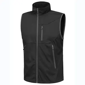 Gilet Softshell Léger pour Homme Vêtement d'Extérieur Fermeture Éclair Doublure en Polaire Coupe-Vent Sans Manches pour Golf Course à Pied Randonnée - Product Image 4