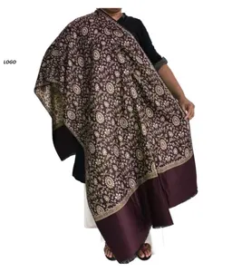 Nouveau design 2024 Châles lourds d'hiver à la mode imprimés de couleurs unies Châles en pashmina tricoté en velours et cachemire dentelles lourdes