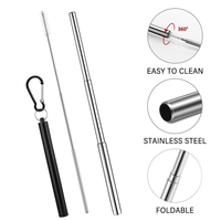 Paille en acier inoxydable portable et rétractable Style classique Facile à nettoyer Paille de voyage et réutilisable