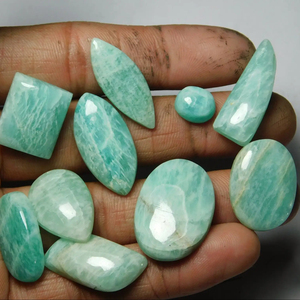 10 ชิ้นอเมซอนไนต์ธรรมชาติ Cabochons หินหลวมอเมซอนไนท์เครื่องประดับอินเทรนด์พร้อมส่งโดยตรงจากผู้ผลิตอัญมณีอินเดีย - Product Image 1