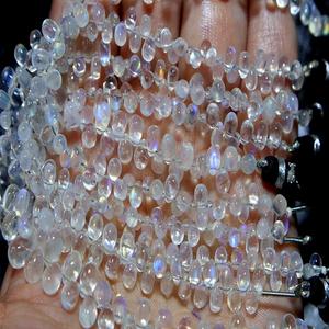 Pierre de lune arc-en-ciel Lisse Larme Forme de poire Feu bleu Pierre de lune arc-en-ciel Pierres précieuses Perles Fabrication de bijoux - Product Image 2