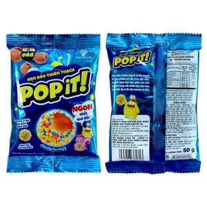 Bonbons Gélifiés Estivaux Popit Marron Croquant Sucré-Aigre en Forme de Cube, Saveur Fruitée, Emballage en Sachet - Product Image 2