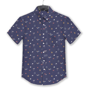 เสื้อเชิ้ตผู้ชาย240กรัมมีกระดุมคอปกคิวบาแขนสั้นทรงหลวมสีพื้น - Product Image 4