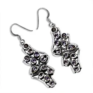 925 <b>Silver</b> Dangle <b>Earrings</b> for Women Gold Plated with Amethyst and Pearl Cute Drop Hoop Style for <b>Wedding</b> - Product Image 2