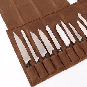 Sac de rangement pour couteaux en toile et cuir, robuste, organisateur d'outils de chef, rangement de couverts de cuisine de qualité supérieure, anti-odeurs, léger et confortable - Product Image 5