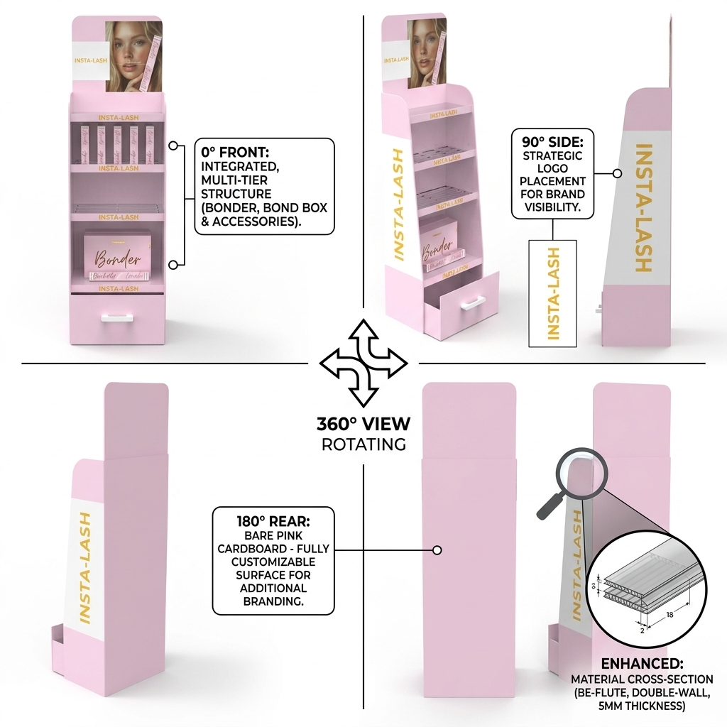 Wholesale Custom 5 Tier Floor Standing Cardboard Makeup Cosmetic Display Stand Beauty Display Rack Retail Display Stand Shop — view 3
