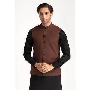 Chaleco Bordado Marrón para Hombre, Ropa Exterior Formal a Prueba de Viento, Logotipo Personalizado Disponible, Tallas Grandes Disponibles, Lona, Poliéster, Tejido de Punto - Product Image 4