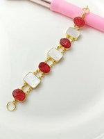 Bracelet chaîne en laiton plaqué or 18 carats avec maillons en forme de cœur, design mignon pour les fêtes et les mariages, unisexe