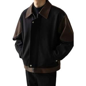 Bearfit Men's Luxury <b>Suede</b> <b>Jacket</b> High Quality Custom Slim Fit Design Vintage Minimal Style <b>Black</b> Winter Hot Sale Product Rivet - Product Image 5