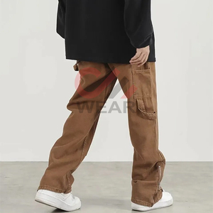 Pantalones vaqueros de trabajo sólidos de doble rodilla para hombre de alta calidad 2026 nuevos al por mayor, pantalones vaqueros de pintor, pantalones vaqueros Cargo informales personalizados para hombre - Product Image 2