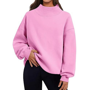 Pull-over décontracté pour femme de qualité supérieure, col montant, hiver, 100% coton polaire, écologique, léger, plus rapide, streetwear - Product Image 2