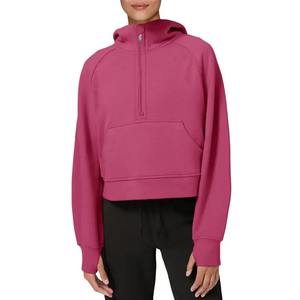 Long <b>Sleeve</b> Turtleneck Pullover Zipper-Up <b>Short</b> <b>Sweatshirt</b> No Hood Acid Wash 100% Cotton Fleece Women - Product Image 4